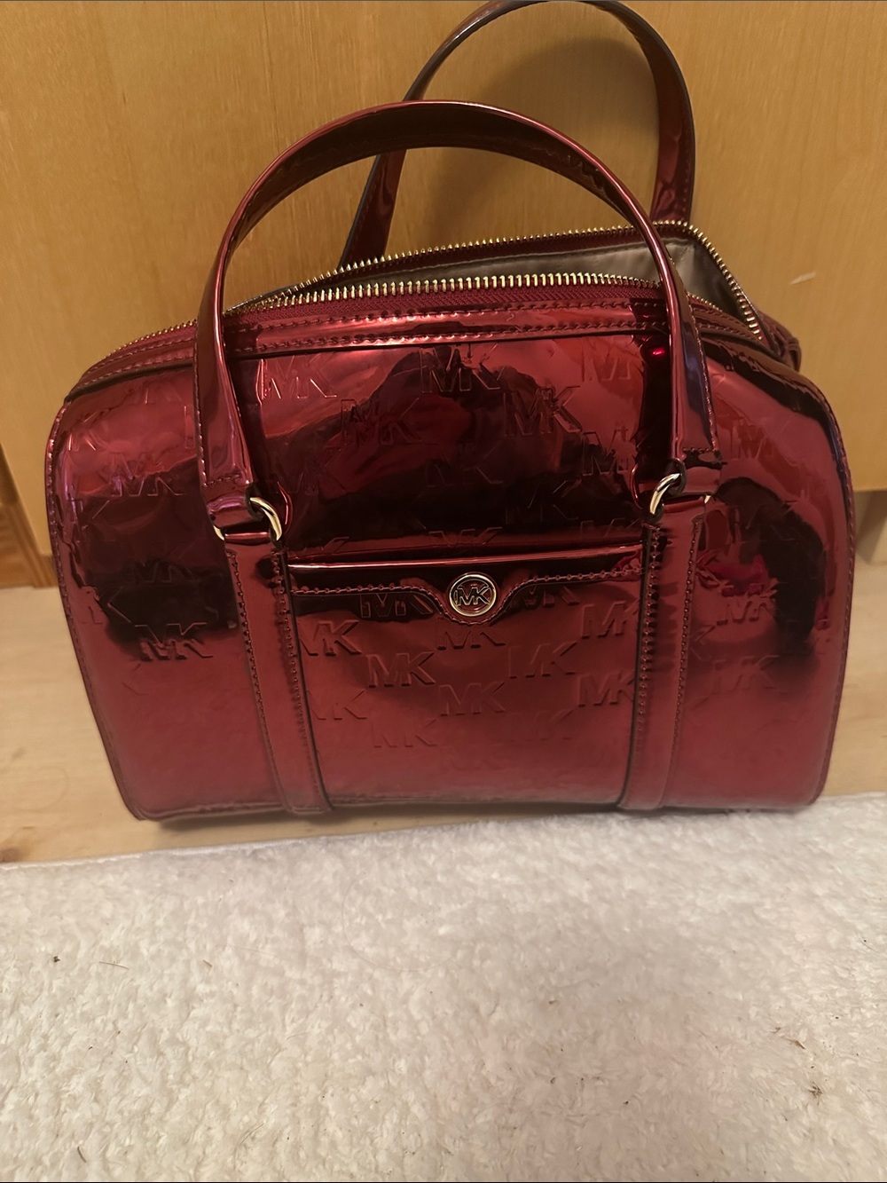 Michael Kors Metallic Burgundy Dome Satchel